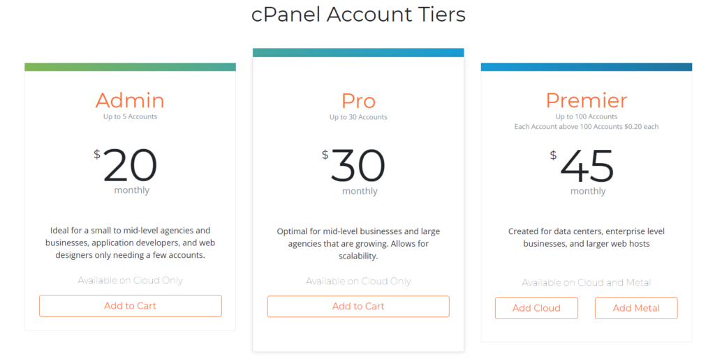 cPanel pricing new